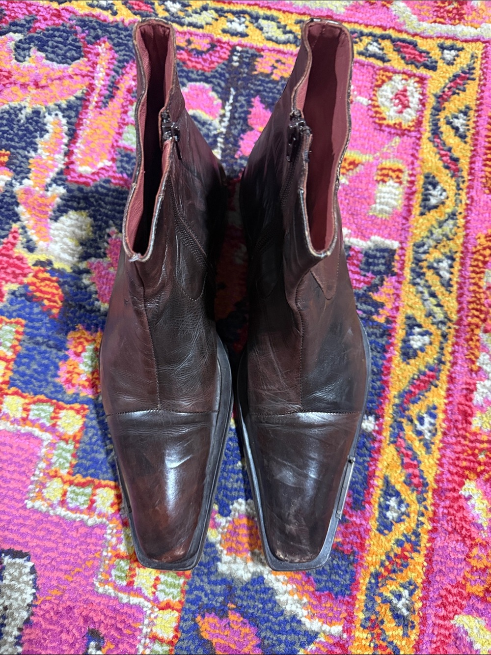 Jo GHOST Textured Leather Side Zipper Boots size 42